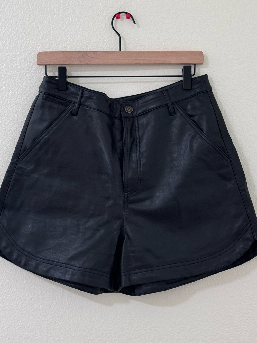 Free People Black High-Waist Leather Shorts - Picture 2 of 5